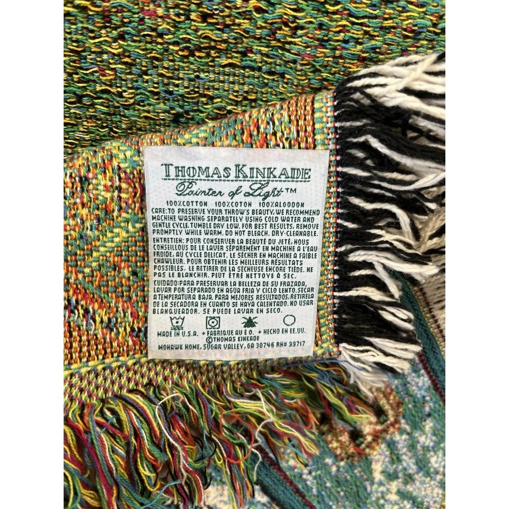 Thomas Kinkade Painter of Light Lighthouse Tapestry Throw Blanket Made in USA